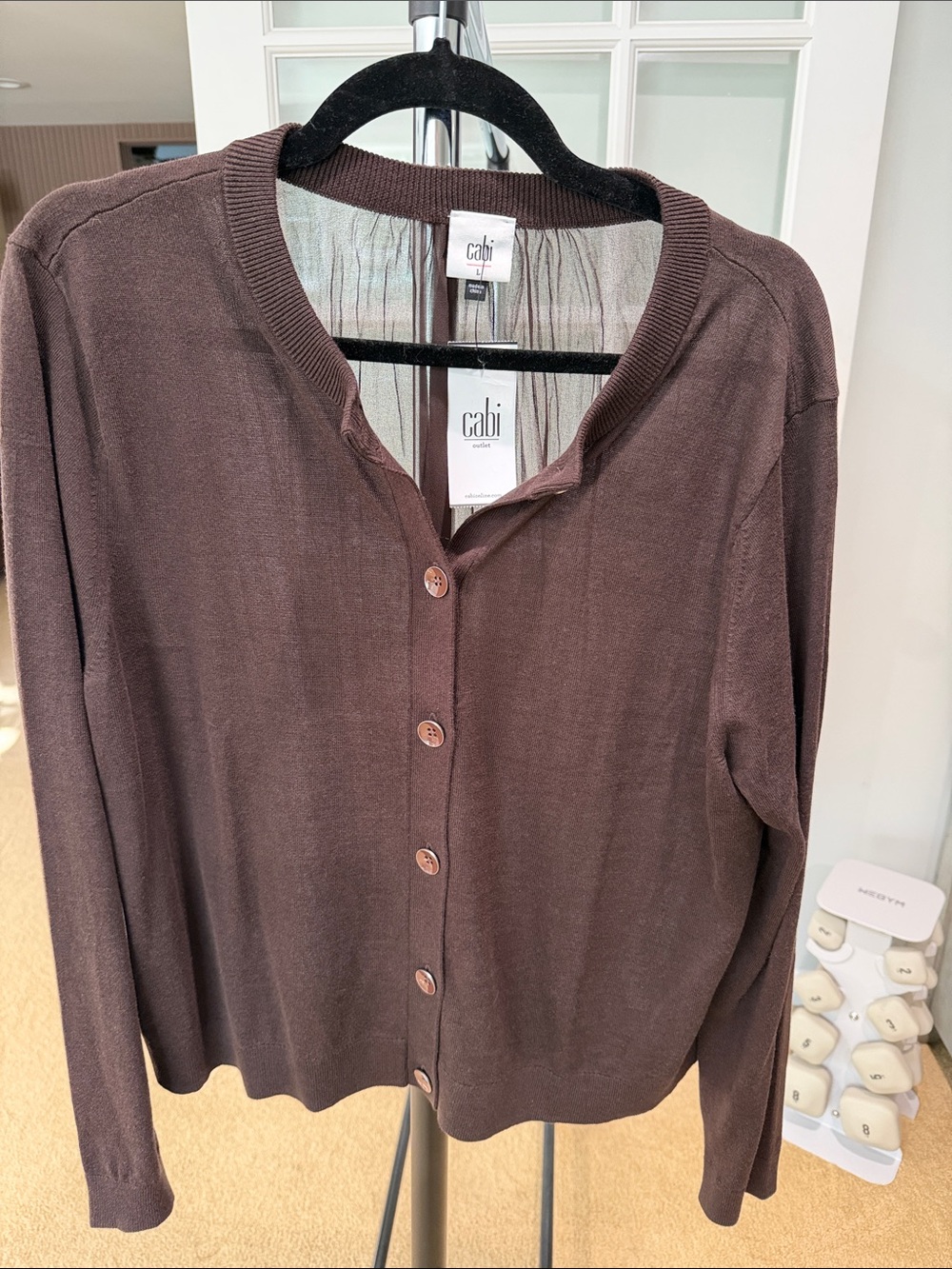 NWT CAbi 4857 Ladylike Cardigan Dark Chocolate